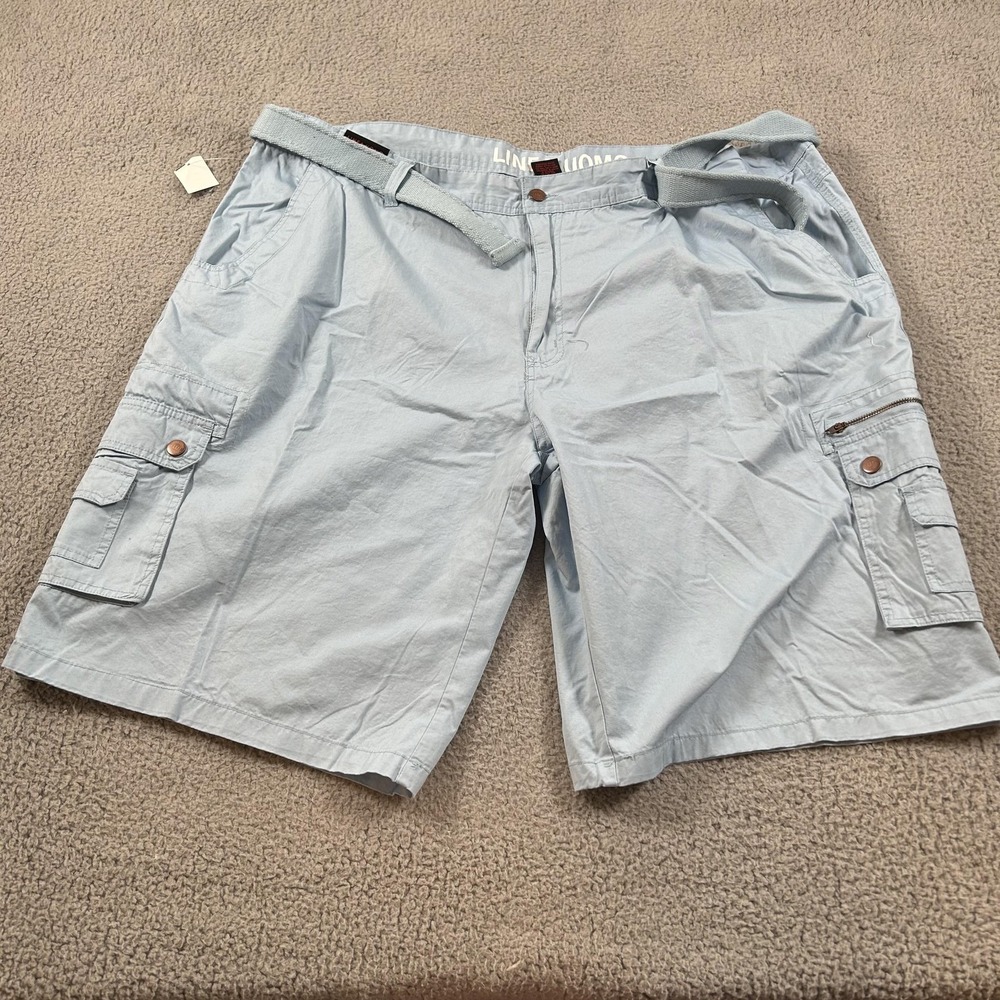 Linea‎ Uomo Shorts Mens 48 Sky Blue Cargo Belted Activewear Cotton Pockets